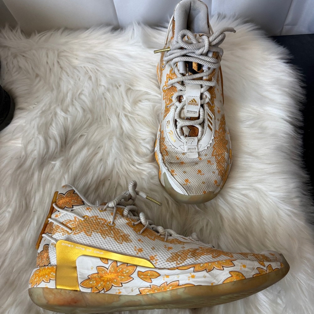 Adidas Dame‎ 7 Ric Flair King of Drip White Gold Basketball Shoes FX6616 Mens 9